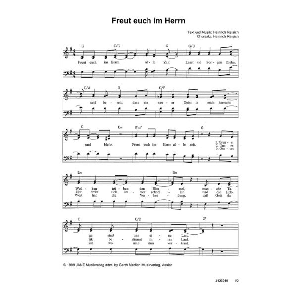 Produktbild des Artikels Freut euch im Herrn (Noten - Download)