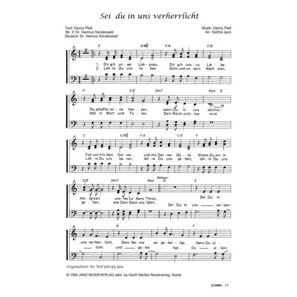 Produktbild des Artikels Sei du in uns verherrlicht / We Will Glorify You (Noten - Download)