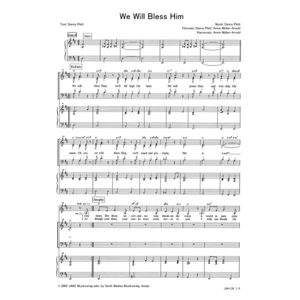 Produktbild des Artikels We Will Bless Him (Noten - Download)