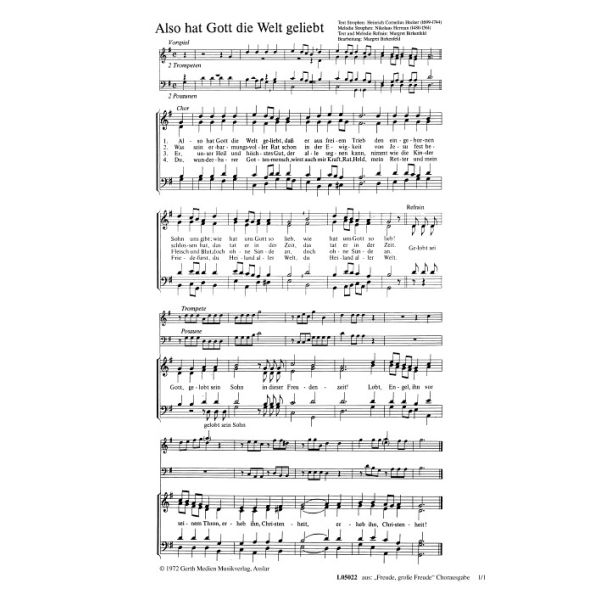 Produktbild des Artikels Also hat Gott die Welt geliebt (Noten - Download)