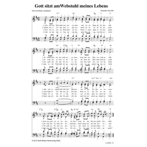 Produktbild des Artikels Gott sitzt am Webstuhl meines Lebens (Noten - Download)