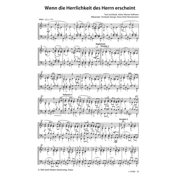 Produktbild des Artikels Wenn die Herrlichkeit des Herrn erscheint (Noten - Download)