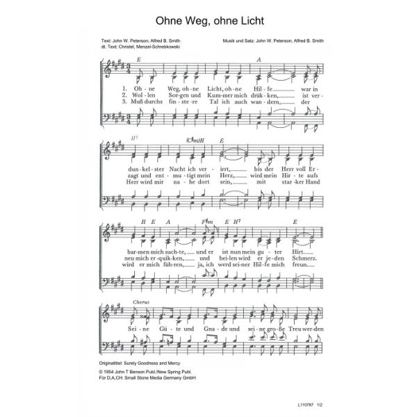 Produktbild des Artikels Ohne Weg, ohne Licht / Surely Goodness and Mercy (Noten - Download)