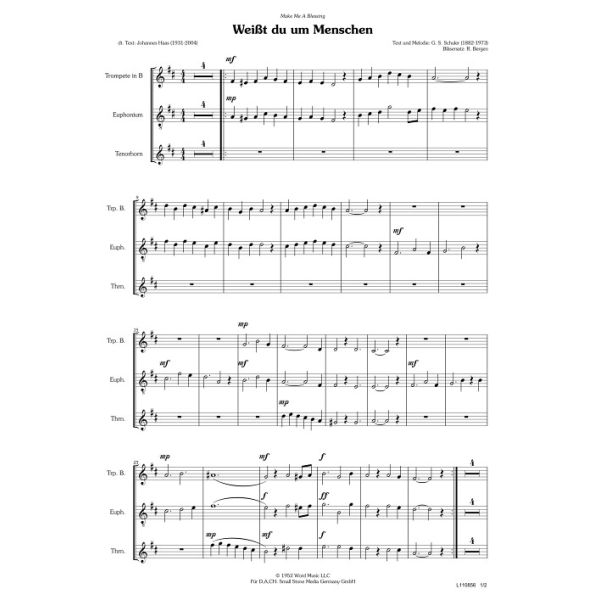 Produktbild des Artikels Weißt du um Menschen / Make Me A Blessing (Noten - Download)