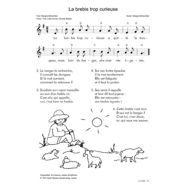 Produktbild des Artikels La brebis trop curieuse / Ein kleines, wildes Schäfchen (Noten - Download)