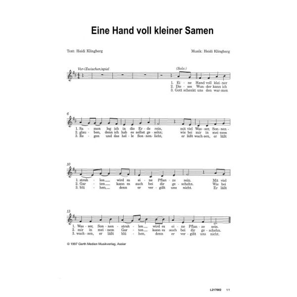Produktbild des Artikels Eine Hand voll kleiner Samen (Noten - Download)