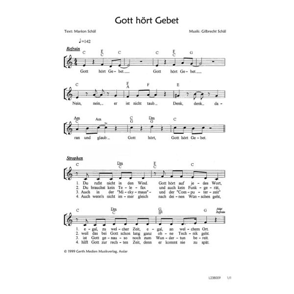 Produktbild des Artikels Gott hört Gebet (Noten - Download)