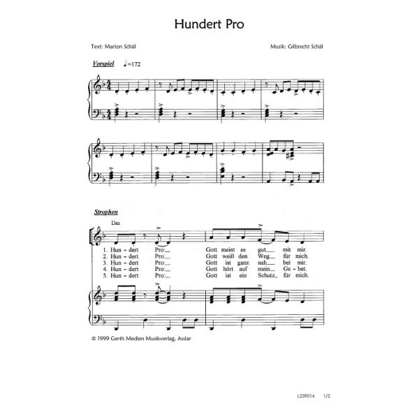 Produktbild des Artikels Hundert Pro (Noten - Download)