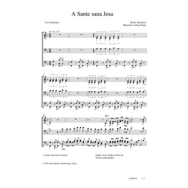 Produktbild des Artikels A Sante sana Jesu (Noten - Download)