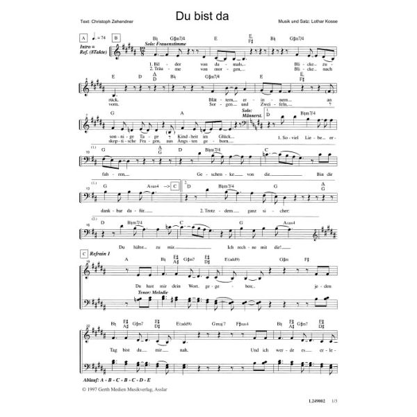 Produktbild des Artikels Du bist da (Noten - Download)
