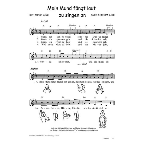 Produktbild des Artikels Mein Mund fängt laut zu singen an (Noten - Download)