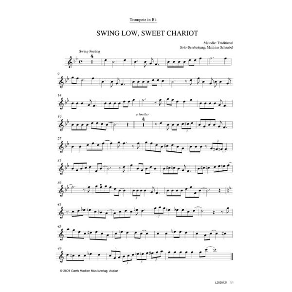 Produktbild des Artikels Swing low, sweet chariot (Trompete in B) (Noten - Download)
