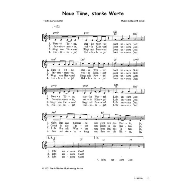 Produktbild des Artikels Neue Töne, starke Worte (Noten - Download)