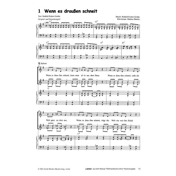 Wenn es draußen schneit (Noten - Download) - gerth.de