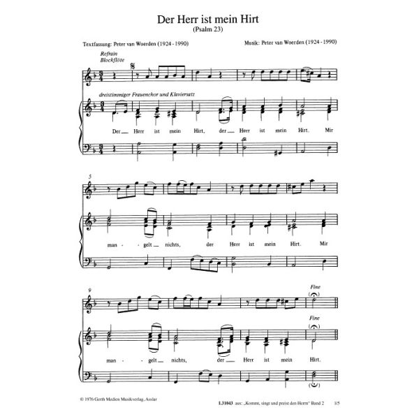 Produktbild des Artikels Der Herr ist mein Hirt (Noten - Download)