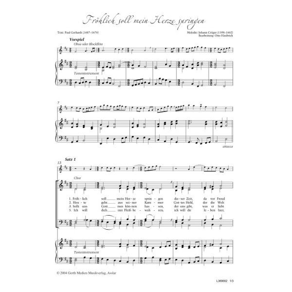 Produktbild des Artikels Fröhlich soll mein Herze springen (Noten - Download)