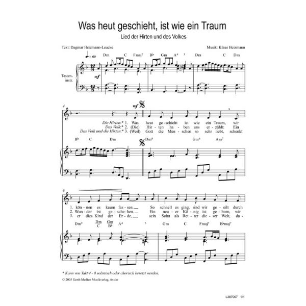 Produktbild des Artikels Was heut geschieht, ist wie ein Traum (Noten - Download)