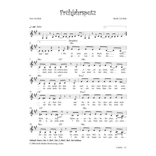 Produktbild des Artikels Frühjahrsputz (Noten - Download)