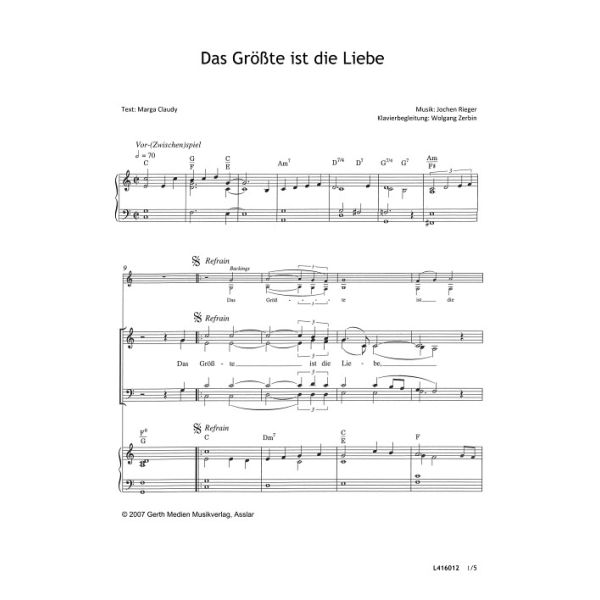 Produktbild - Das Größte ist die Liebe