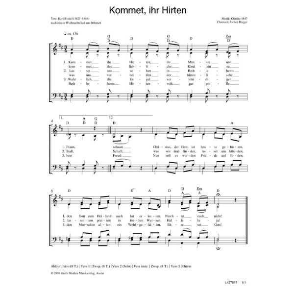 Produktbild des Artikels Kommet, ihr Hirten (Noten - Download)