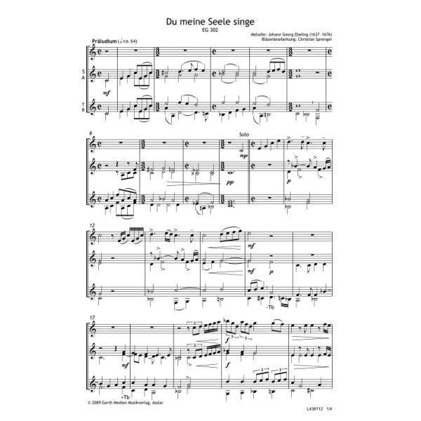 Produktbild des Artikels Du meine Seele, singe (Noten - Download)