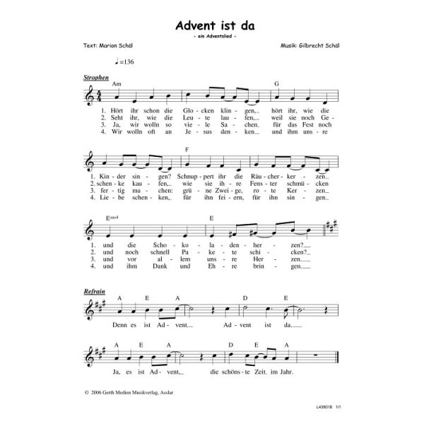 Produktbild des Artikels Advent ist da (Noten - Download)