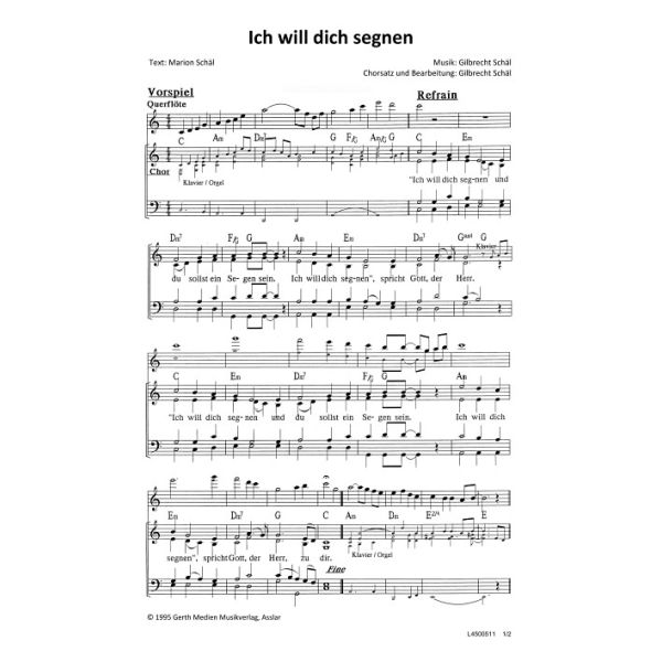 Produktbild des Artikels Ich will dich segnen (Noten - Download)