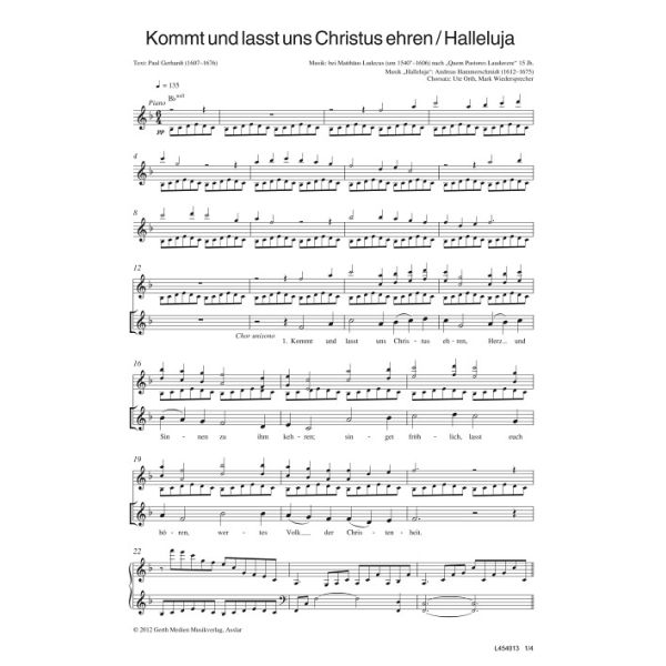 Produktbild des Artikels Kommt und lasst uns Christus ehren / Halleluja (Noten - Download)