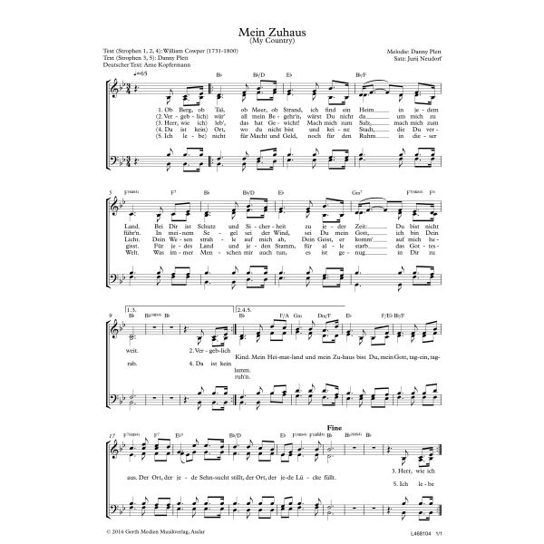 Produktbild des Artikels Mein Zuhaus / My Country (Noten - Download)