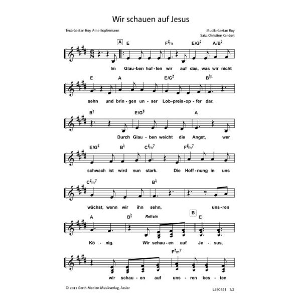 Produktbild des Artikels Wir schauen auf Jesus (Noten - Download)