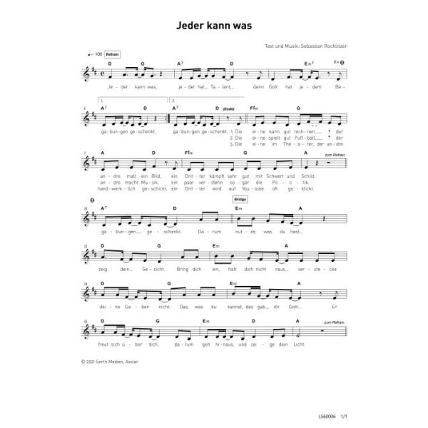 Produktbild des Artikels Jeder kann was (Noten - Download)