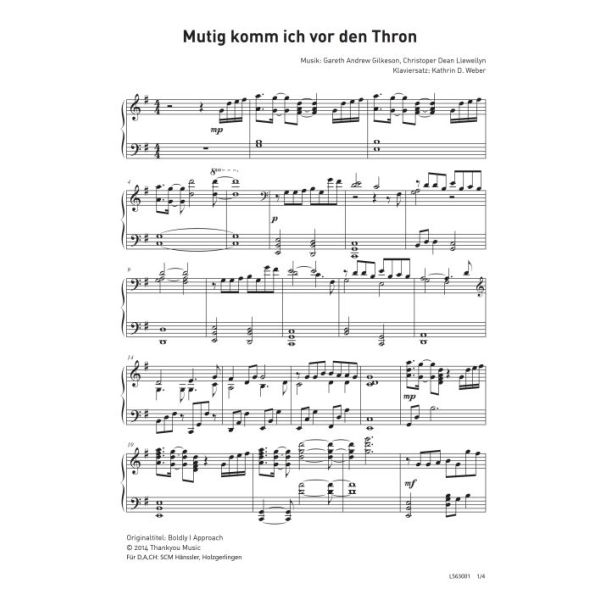 Produktbild des Artikels Mutig komm ich vor den Thron / Boldly I Approach (Noten - Download)