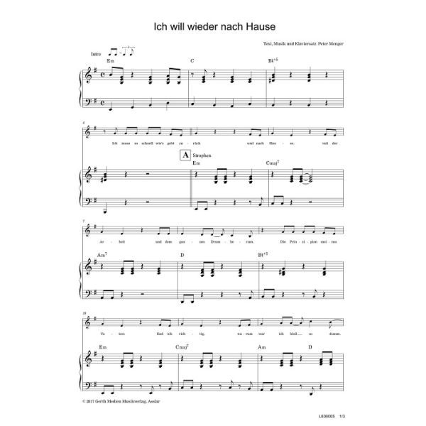 Produktbild des Artikels Ich will wieder nach Hause (Noten - Download)
