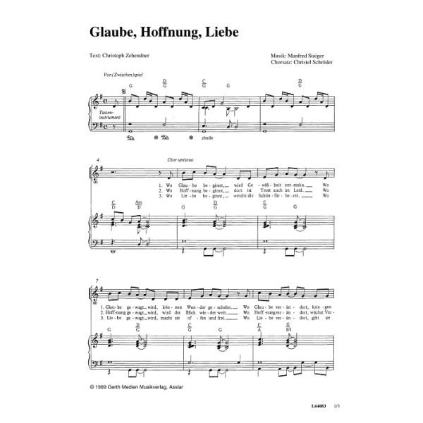 Produktbild des Artikels Glaube, Hoffnung, Liebe (Noten - Download)