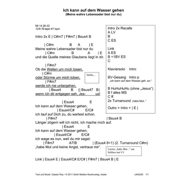 Produktbild des Artikels Ich kann auf dem Wasser gehen (Noten - Download)
