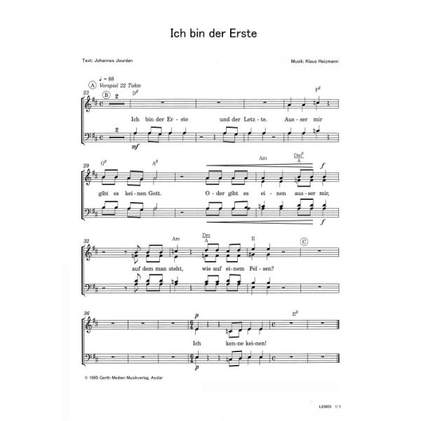 Produktbild des Artikels Ich bin der Erste (Noten - Download)