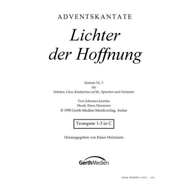 Produktbild des Artikels Lichter der Hoffnung (Trompete 1-3 in C) (Noten - Download)