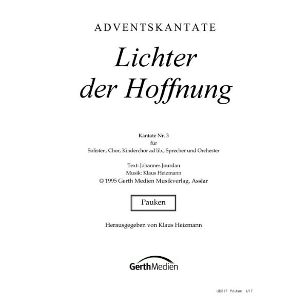 Produktbild des Artikels Lichter der Hoffnung (Pauken) (Noten - Download)
