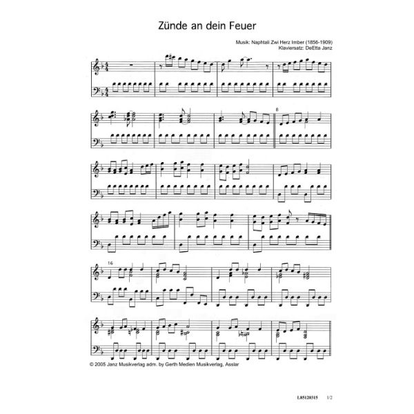 Produktbild des Artikels Zünde an dein Feuer / Hatikwah (Noten - Download)