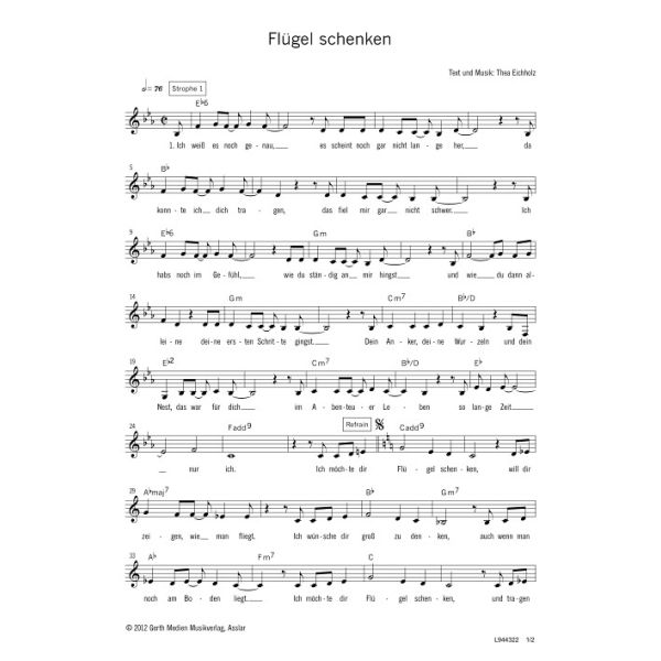 Produktbild des Artikels Flügel schenken (Noten - Download)