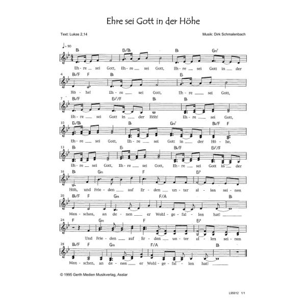 Produktbild des Artikels Ehre sei Gott in der Höhe (Noten - Download)