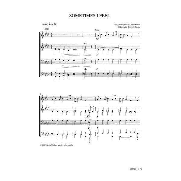 Produktbild des Artikels Sometimes I Feel (Noten - Download)