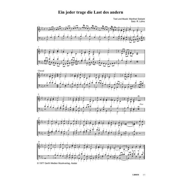 Produktbild des Artikels Ein jeder trage die Last des andern (Noten - Download)