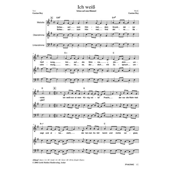 Produktbild des Artikels Ich weiß (Noten - Download)