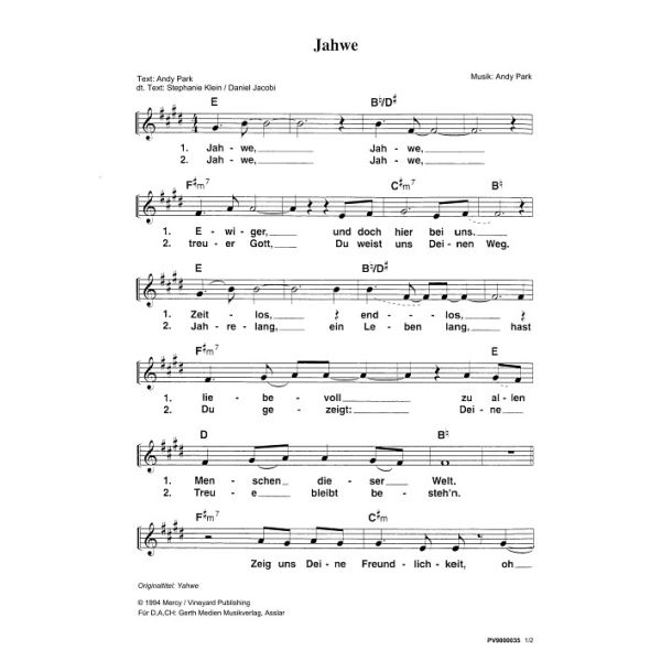 Produktbild des Artikels Jahwe / Yahwe (Noten - Download)