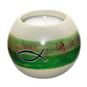 Teelichthalter aus Speckstein "Ichthys" - grün