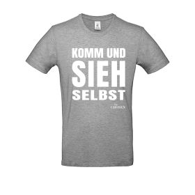 Produktbild des Artikels Kleidung T-Shirt "Komm und sieh selbst" - hellgrau