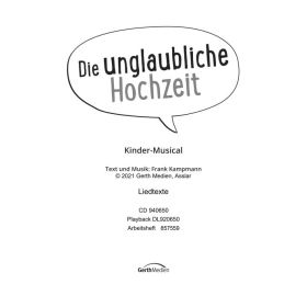 Produktbild des Artikels Die unglaubliche Hochzeit (Liedtexte) (Noten - Download)