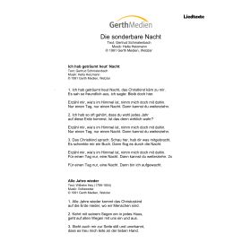 Produktbild des Artikels Noten - Download Die sonderbare Nacht (Liedtexte)