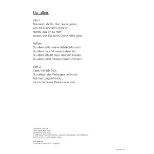 Produktbild des Artikels Du allein / Only You (Noten - Download)